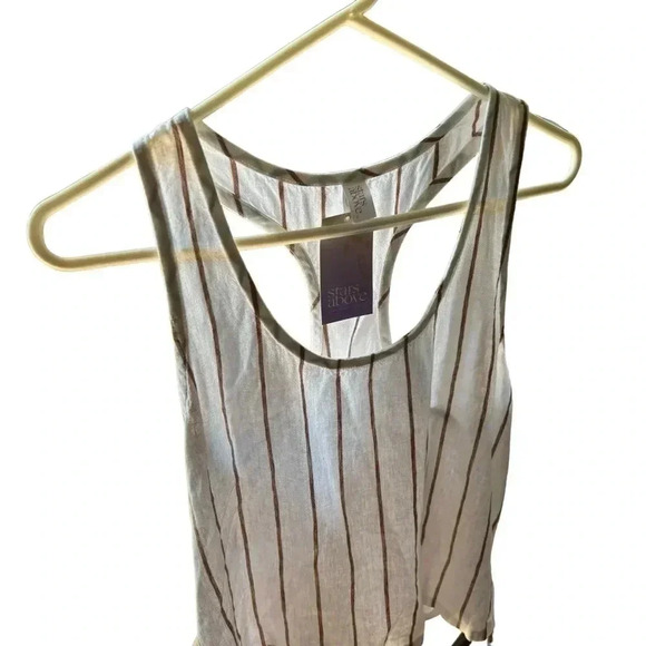 Stars Above Linen Blend Racer Back Stripe Tank NWT Small - Picture 4 of 9